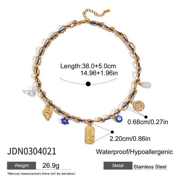 Jewelry Stainless Steel Pattern Stacked Perforated Rope Chain Necklace Electroplating