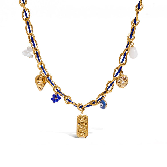 Jewelry Stainless Steel Pattern Stacked Perforated Rope Chain Necklace Electroplating