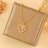 Jewelry Stainless Steel Peach Heart Butterfly Necklace With Mixed Gemstone Inlay Geometric Pattern Electroplating