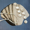 Jewelry Stainless Steel Pearl Button Pendant Earrings Retro Light Luxury Geometric Electroplating