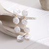 Jewelry Stainless Steel Pearl Button Pendant Earrings Retro Light Luxury Geometric Electroplating