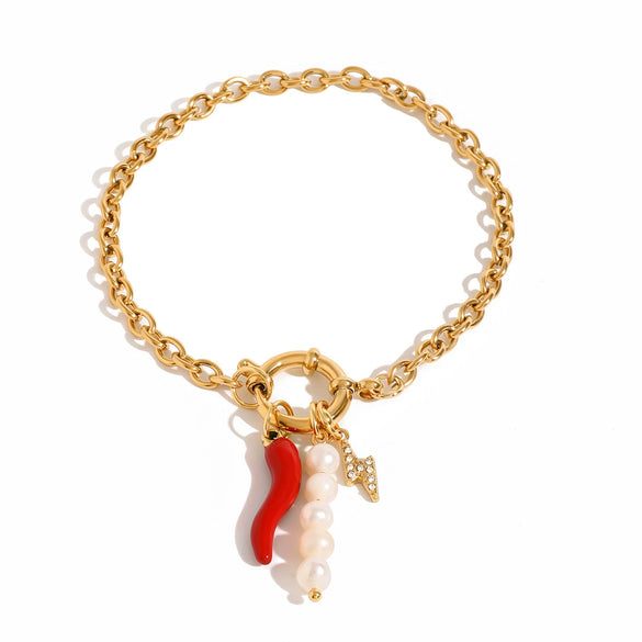 Jewelry Stainless Steel Pearl Geometric Electroplated Women's Bracelet