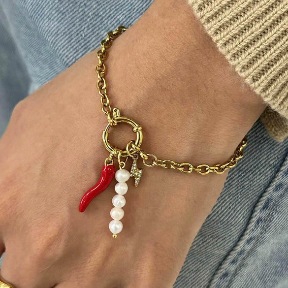 Jewelry Stainless Steel Pearl Geometric Electroplated Women's Bracelet