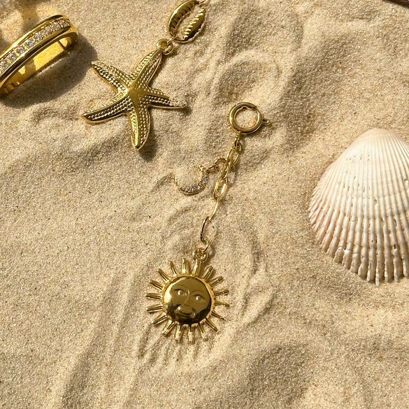 Jewelry Stainless Steel Pendant Accessories With Diamond Starfish Bikini Connection Buckle Electroplated