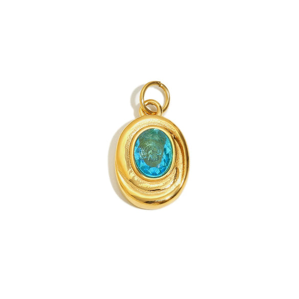 Jewelry Stainless Steel Plated 18K Gold Geometric Square Oval Zircon Pendant Bracelet Necklace Accessories
