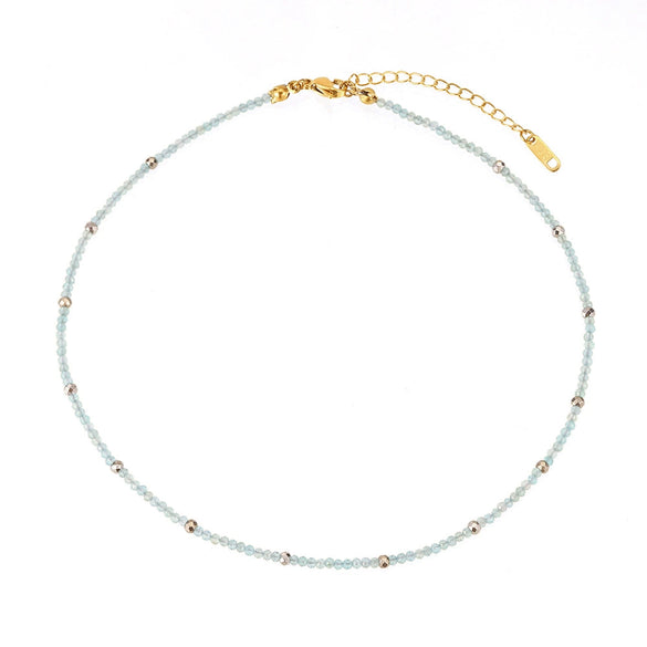 Jewelry Stainless Steel Plated 18K Gold Natural Stone Geometric Style Clavicle Chain Necklace