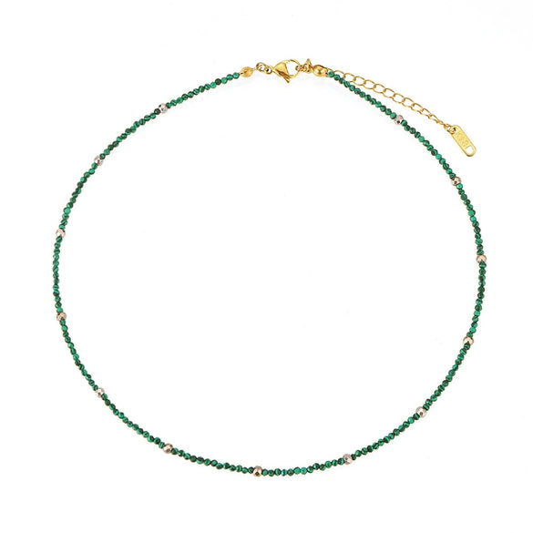 Jewelry Stainless Steel Plated 18K Gold Natural Stone Geometric Style Clavicle Chain Necklace