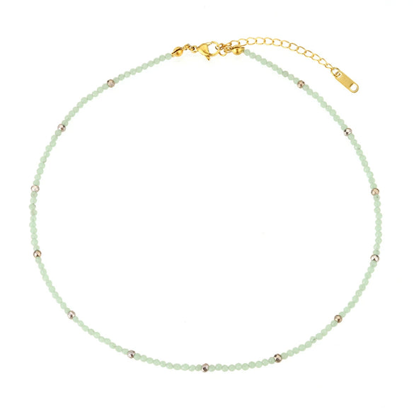 Jewelry Stainless Steel Plated 18K Gold Natural Stone Geometric Style Clavicle Chain Necklace