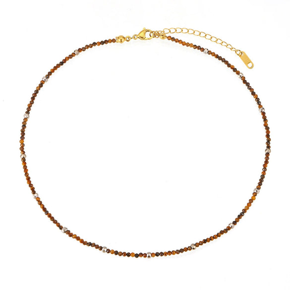 Jewelry Stainless Steel Plated 18K Gold Natural Stone Geometric Style Clavicle Chain Necklace
