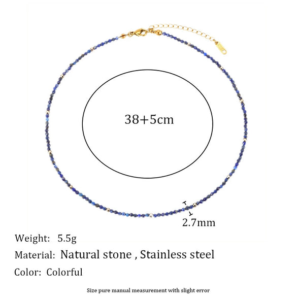 Jewelry Stainless Steel Plated 18K Gold Natural Stone Geometric Style Clavicle Chain Necklace