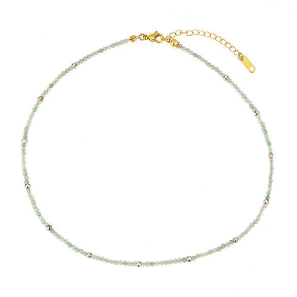 Jewelry Stainless Steel Plated 18K Gold Natural Stone Geometric Style Clavicle Chain Necklace
