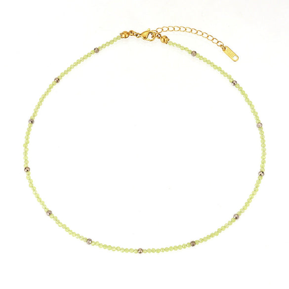 Jewelry Stainless Steel Plated 18K Gold Natural Stone Geometric Style Clavicle Chain Necklace