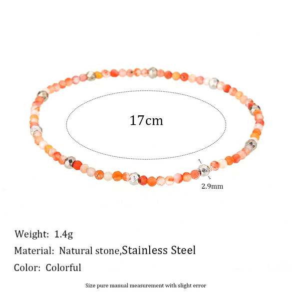 Jewelry Stainless Steel Plated 18K Gold Natural Stone Geometric Style Clavicle Chain Necklace