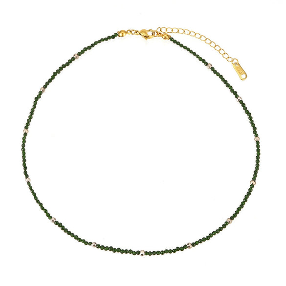 Jewelry Stainless Steel Plated 18K Gold Natural Stone Geometric Style Clavicle Chain Necklace