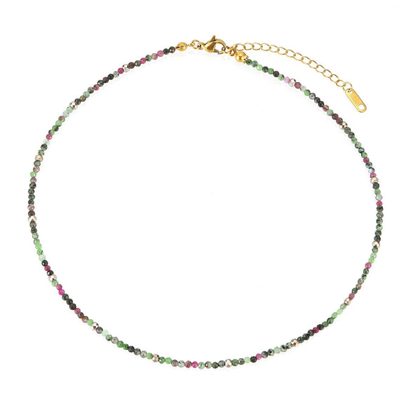 Jewelry Stainless Steel Plated 18K Gold Natural Stone Geometric Style Clavicle Chain Necklace