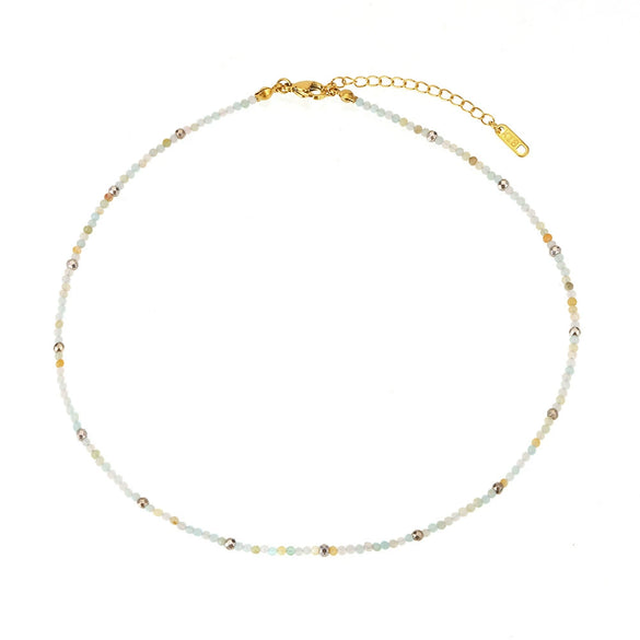 Jewelry Stainless Steel Plated 18K Gold Natural Stone Geometric Style Clavicle Chain Necklace