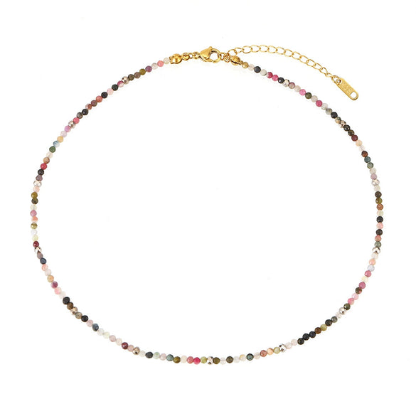 Jewelry Stainless Steel Plated 18K Gold Natural Stone Geometric Style Clavicle Chain Necklace