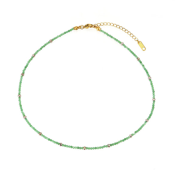Jewelry Stainless Steel Plated 18K Gold Natural Stone Geometric Style Clavicle Chain Necklace