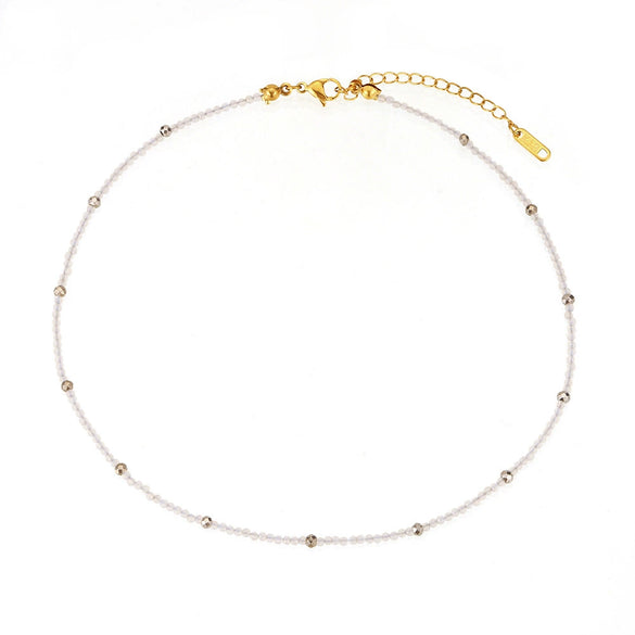 Jewelry Stainless Steel Plated 18K Gold Natural Stone Geometric Style Clavicle Chain Necklace