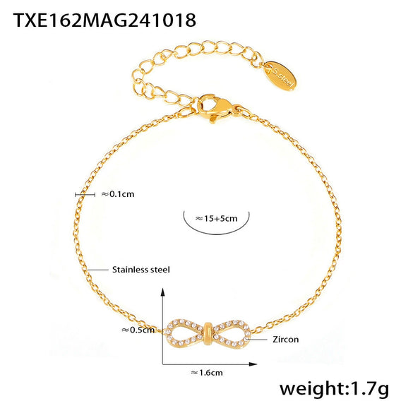 Jewelry 316L Stainless Steel Pvd Electroplated Women's Doublelayer Stacked Clavicle Necklace And Bracelet