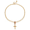Jewelry Stainless Steel Red Turquoise Cross Pendant Necklace With O Word Chain Electroplating
