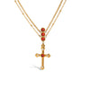 Jewelry Stainless Steel Red Turquoise Cross Pendant Necklace With O Word Chain Electroplating