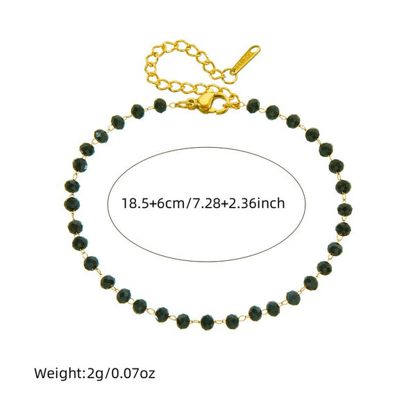 Jewelry Stainless Steel Resin Black Bead Chain Necklace Bracelet Retro Bohemian Style Electroplating For Women