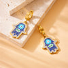 Jewelry Stainless Steel Retro Diamond Oil Palm Electroplating Box Chain Earrings Necklaces Bracelet Set For Women