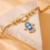Jewelry Stainless Steel Retro Diamond Oil Palm Electroplating Box Chain Earrings Necklaces Bracelet Set For Women