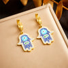 Jewelry Stainless Steel Retro Diamond Oil Palm Electroplating Box Chain Earrings Necklaces Bracelet Set For Women