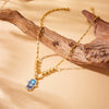 Jewelry Stainless Steel Retro Diamond Oil Palm Electroplating Box Chain Earrings Necklaces Bracelet Set For Women
