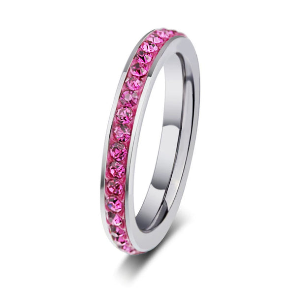 Jewelry Stainless Steel Rings With Sticky Diamond Inlay And Geometric Pattern For Women