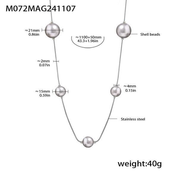 Jewelry Stainless Steel Shell Beads Geometric Long Stacked Sweater Chain Pvd Electroplated Women's Autumn And Winter Accessories