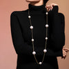 Jewelry Stainless Steel Shell Beads Light Luxury Geometric Pvd Electroplated Sweater Chain For Women