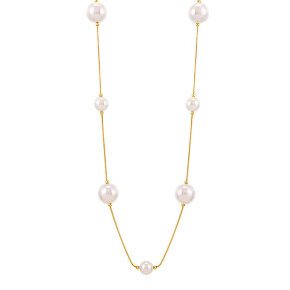 Jewelry 316L Stainless Steel Shell Beads Light Luxury Geometric Sweater Chain Pvd Electroplated