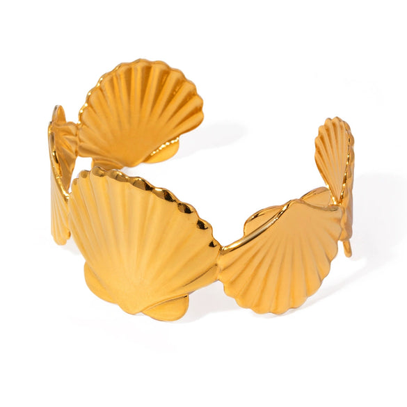 Jewelry Stainless Steel Shell Bracelet 18K Gold Electroplated Highend Ins Open Nonfading Personality Natural Style