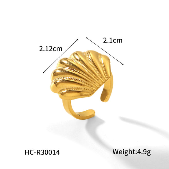 Jewelry Stainless Steel Shell Starfish Ring Geometric Animal Zodiac Electroplating Women's