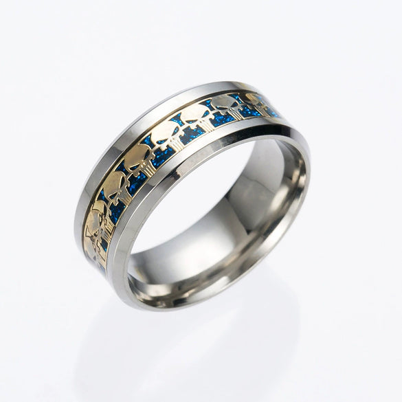 Jewelry Stainless Steel Skull Ring Dripping Oil Unisex