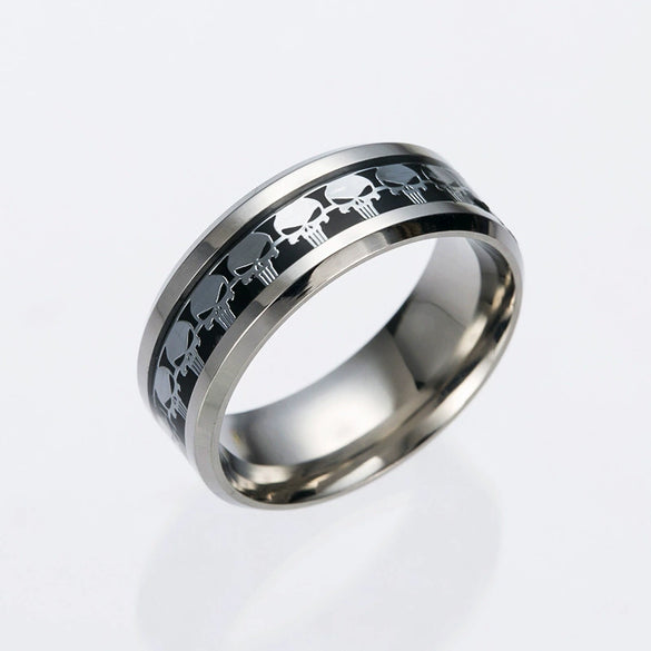 Jewelry Stainless Steel Skull Ring Dripping Oil Unisex