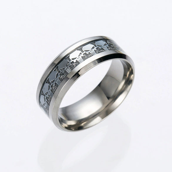 Jewelry Stainless Steel Skull Ring Dripping Oil Unisex