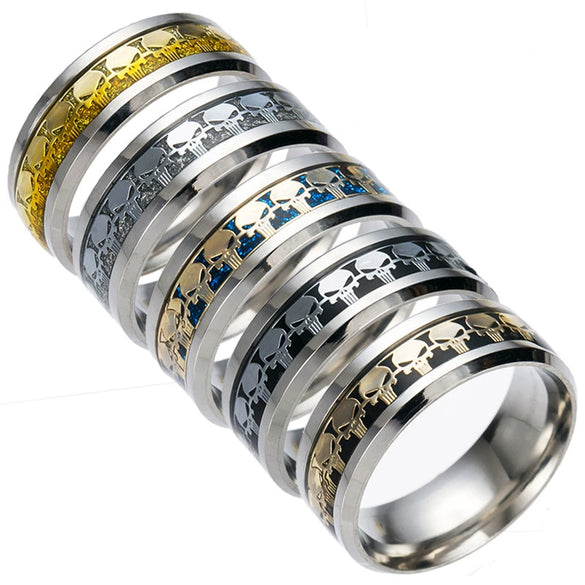 Jewelry Stainless Steel Skull Ring Dripping Oil Unisex