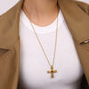 Jewelry Stainless Steel Snake Bone Chain Necklace With Geometric Flower Cross Pendant And Electroplating