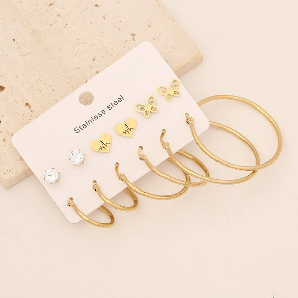 Jewelry Stainless Steel Snakeshaped Butterflyshaped Heartshaped Flowershaped Insectshaped Starshaped Electroplated Women's Earrings