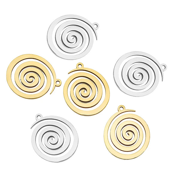 Jewelry Stainless Steel Spiral Pattern Pendant Electroplated Accessories