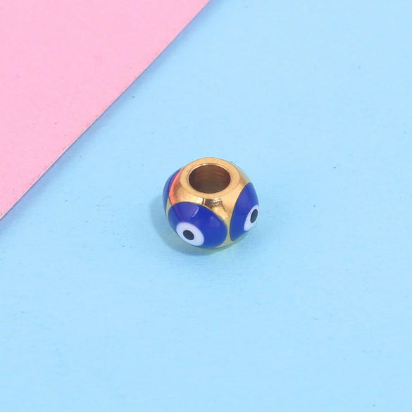 Jewelry Stainless Steel Square Beads Doublesided Enamel Oil Drops Eye Beads With 18K Gold Vacuum Plating And Eight Eyes Pattern