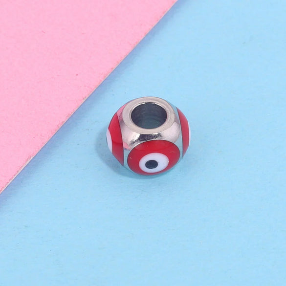 Jewelry Stainless Steel Square Beads Doublesided Enamel Oil Drops Eye Beads With 18K Gold Vacuum Plating And Eight Eyes Pattern