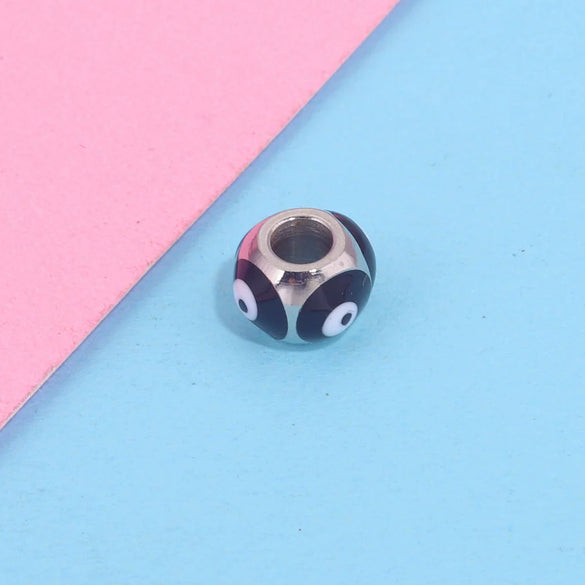 Jewelry Stainless Steel Square Beads Doublesided Enamel Oil Drops Eye Beads With 18K Gold Vacuum Plating And Eight Eyes Pattern