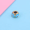 Jewelry Stainless Steel Square Beads Doublesided Enamel Oil Drops Eye Beads With 18K Gold Vacuum Plating And Eight Eyes Pattern