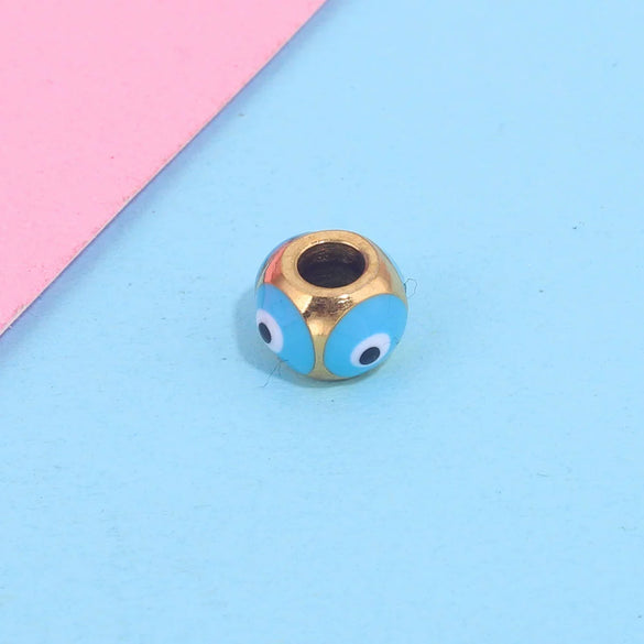 Jewelry Stainless Steel Square Beads Doublesided Enamel Oil Drops Eye Beads With 18K Gold Vacuum Plating And Eight Eyes Pattern