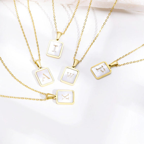 Jewelry Stainless Steel Square Pendant Necklace Minimalist Style Electroplating